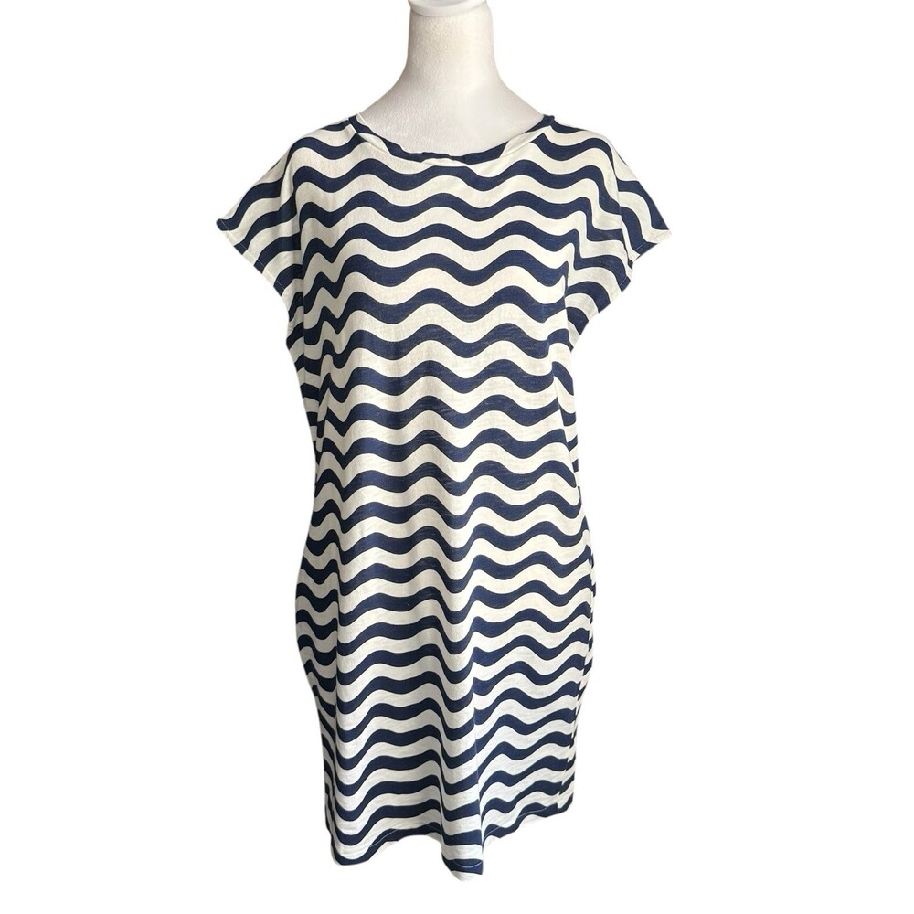 Boden Women’s 10P Leah Jersey T-Shirt Dress Cotton Navy Ivory Stripe Nautical